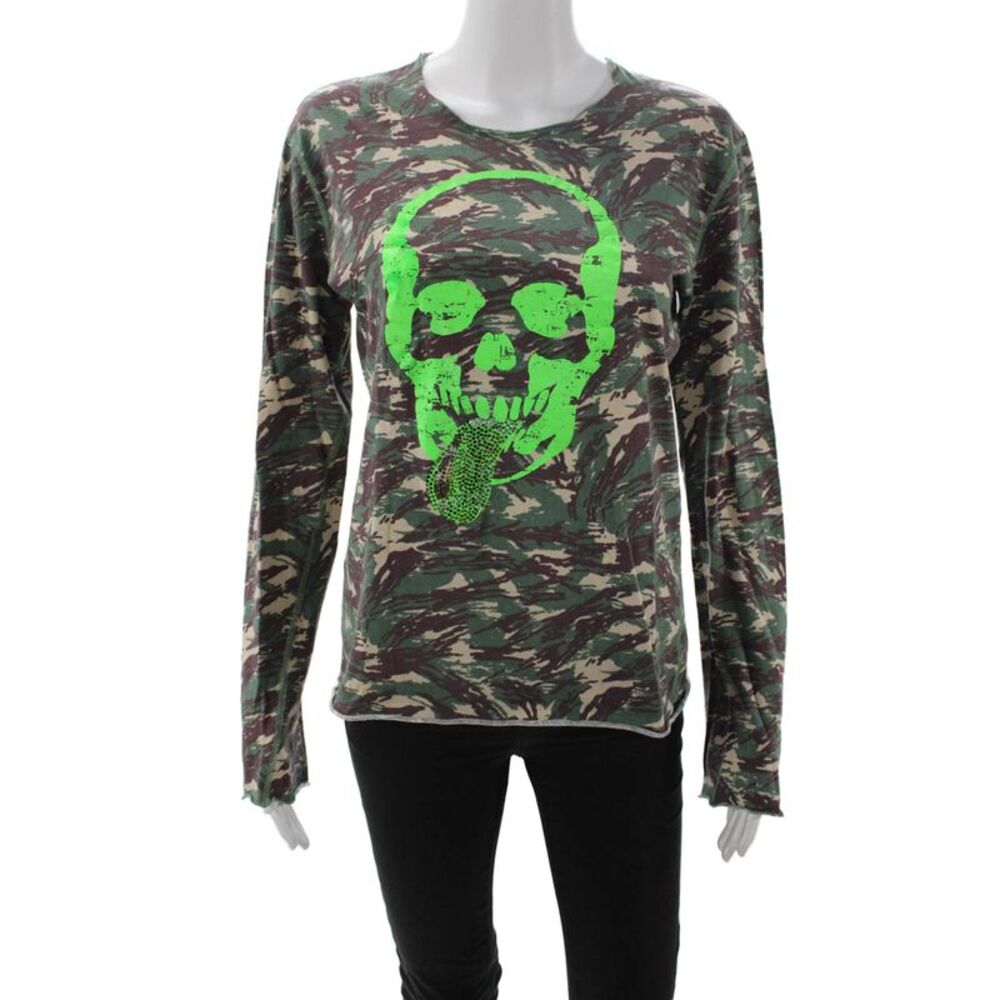 Lucien Pellat-Finet Unisex Pullover Sweatshirts Green 100% Cotton Camo Size L